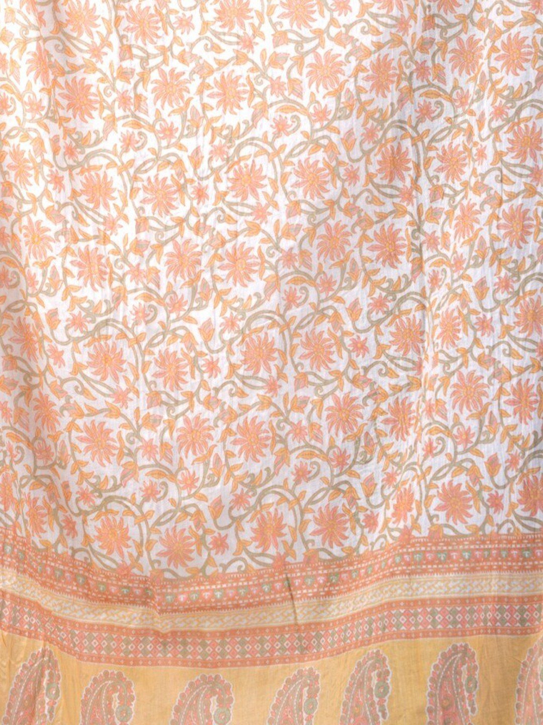 Peach and white floral printed Dupatta
